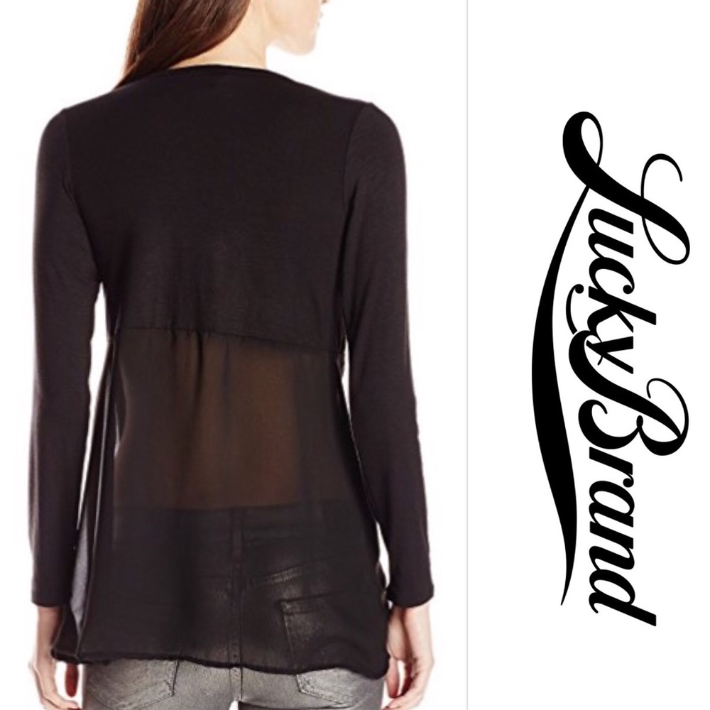*NWT* Lucky Brand Hi-Low Black Contrast Top, Small